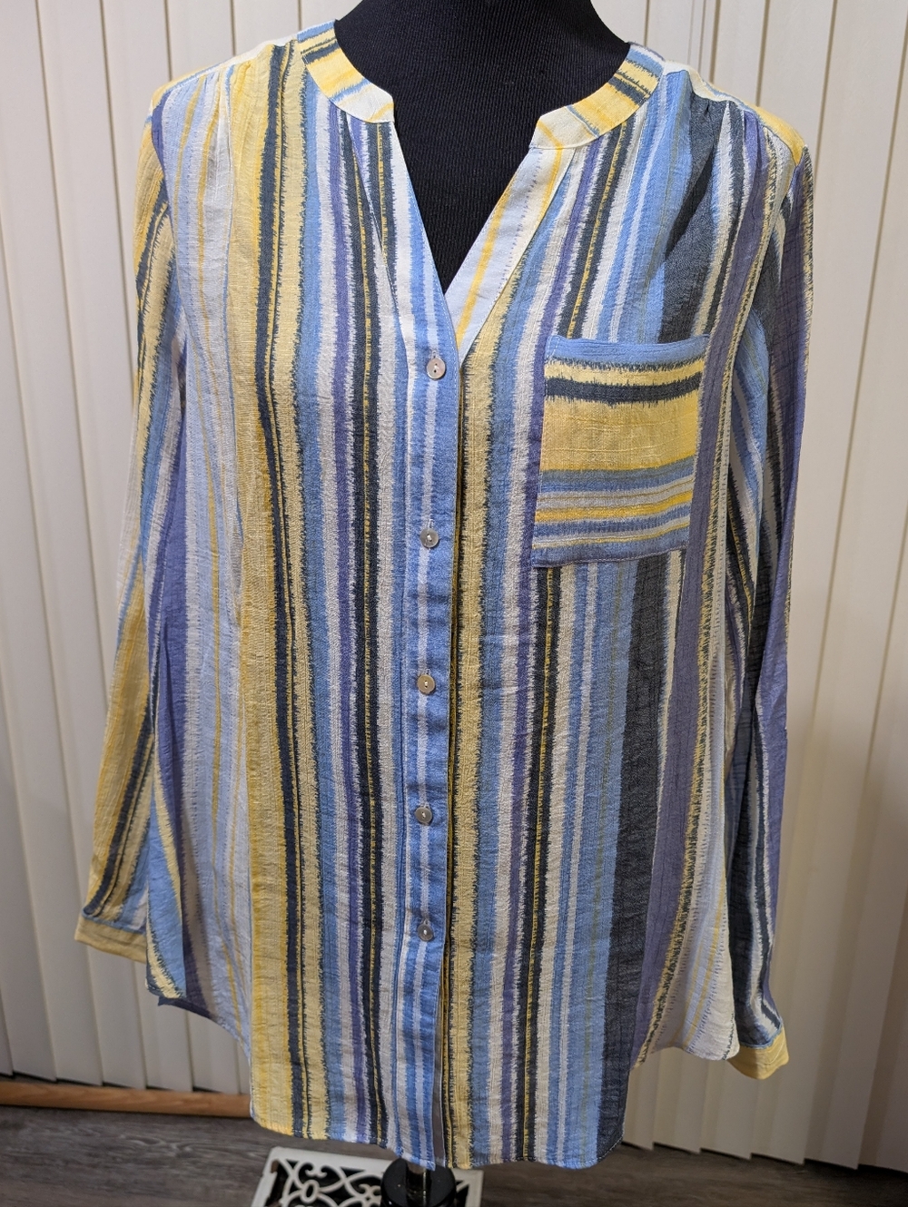 Zac & Rachel Striped Button Down Blouse